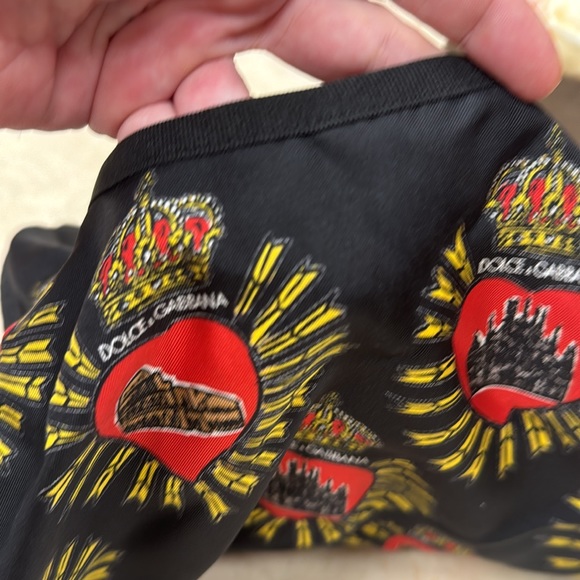 DOLCE & GABBANA SILK GRAPHIC LOGO PRINT TOTE BAG FULLY LINED DOUBLE TOP HANDLE - Picture 6 of 9